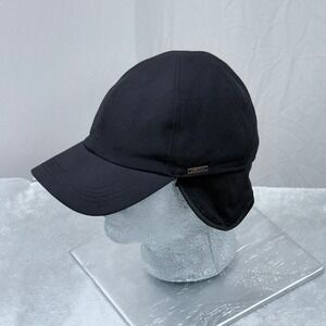 Wigens Martin Rain Cap Men 59 Black Water Repellant Lined Ear Flaps Baseball Hat